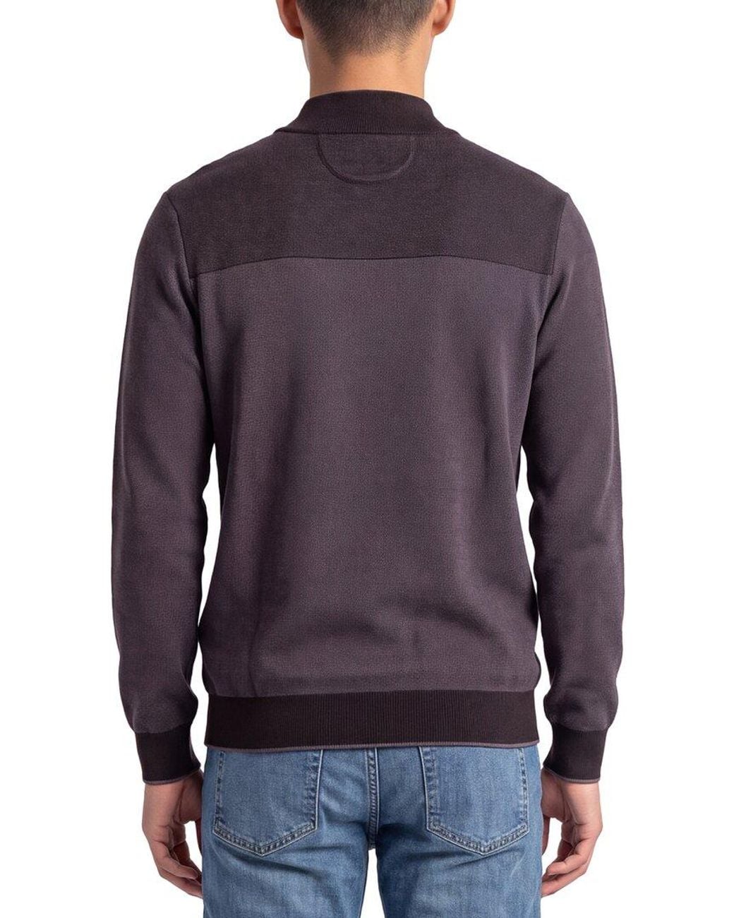 Raffi Blue Birdseye 1/4-Zip Mock Neck Sweater for men