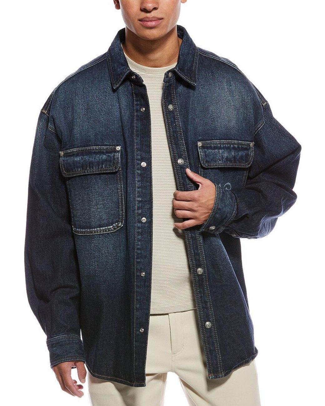 Palm Angels Blue Midnight Monogram Denim Shirt for men