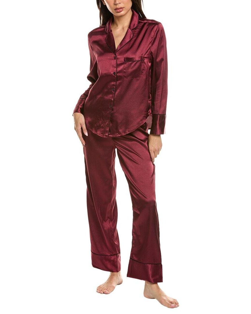 Marion Red 2Pc Satin Pajama Set