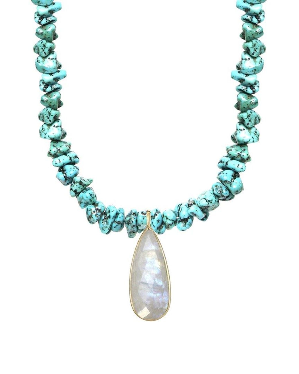 Liv Oliver Blue 18k 0.50 Ct. Tw. Turquoise & Pearl Necklace