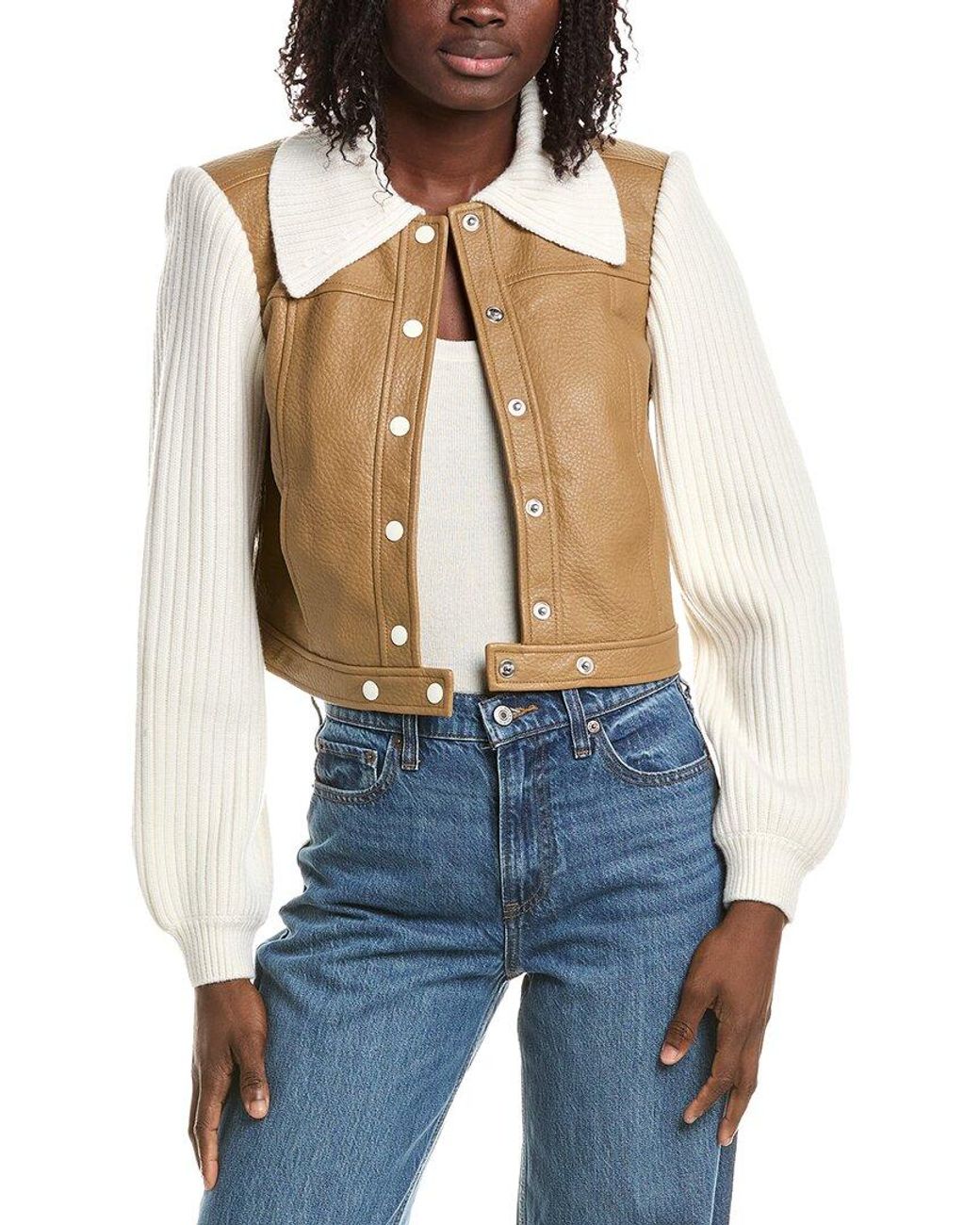 Cinq À Sept Blue Ciara Wool-Trim Jacket