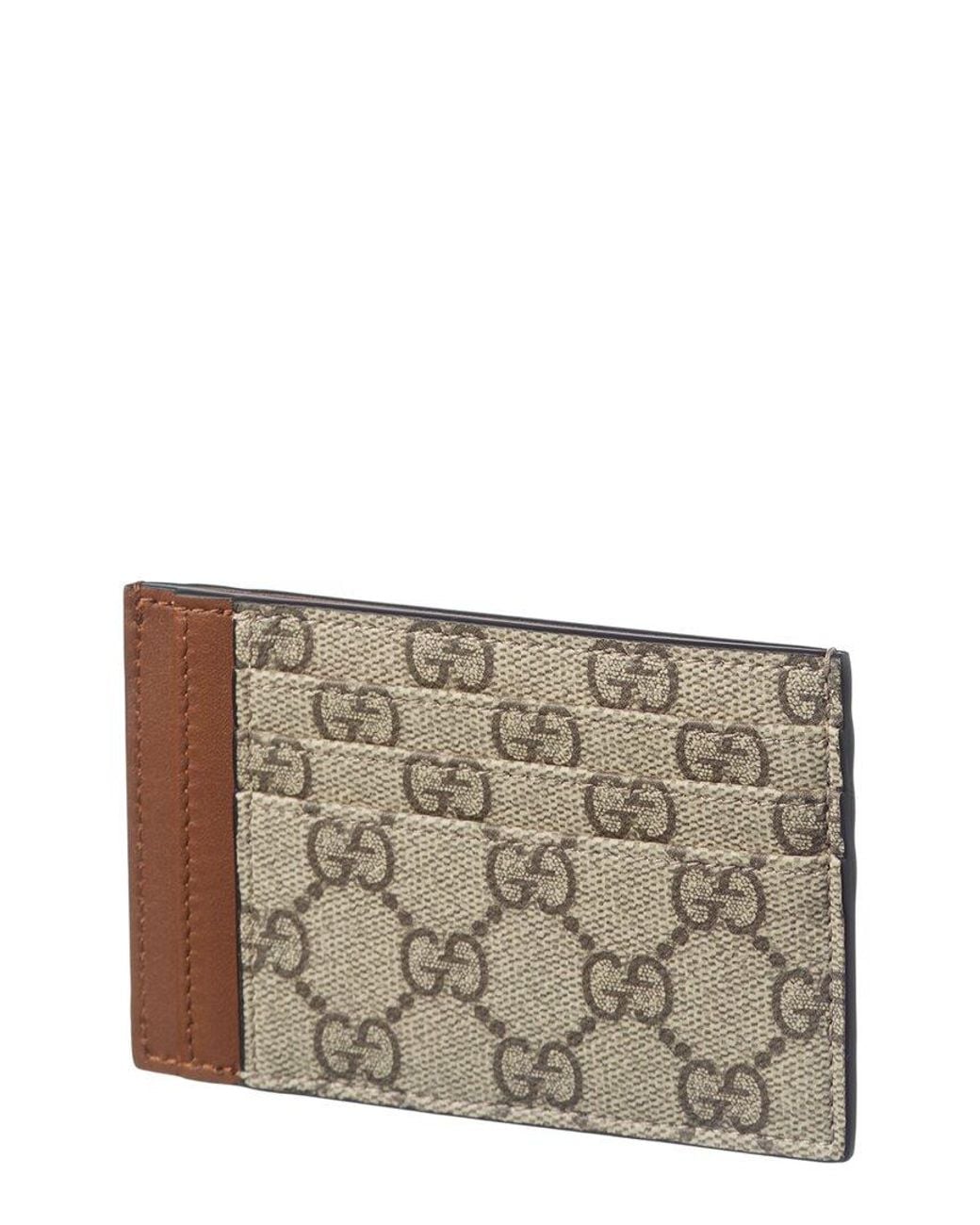 Gucci Gray GG Supreme Canvas & Leather Card Case for men