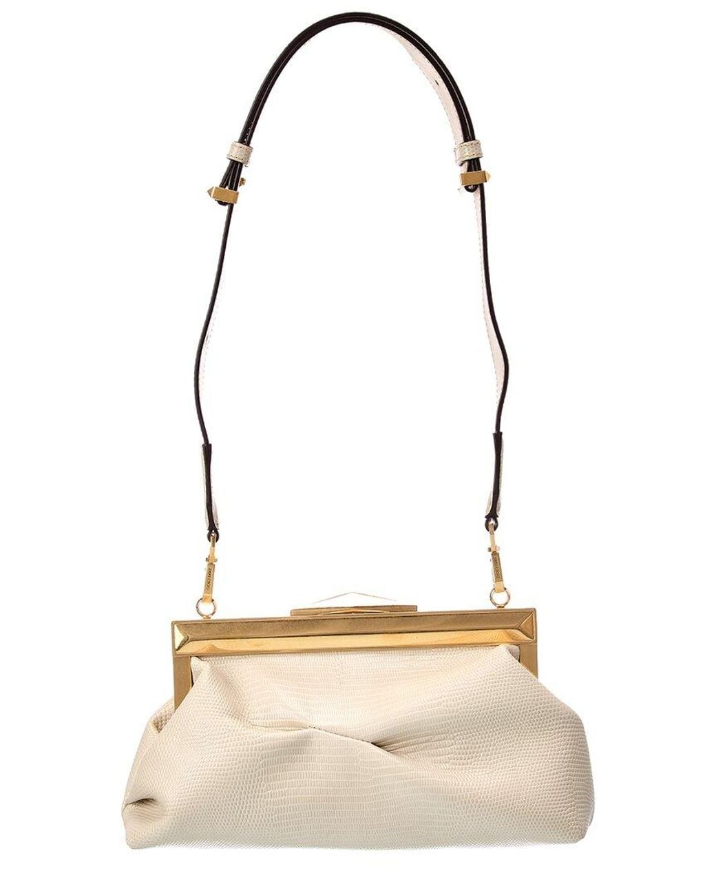 Jimmy Choo White Diamond Small Lizard-Embossed Leather Clutch