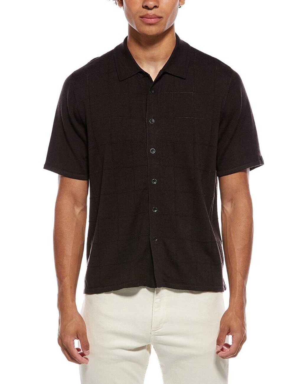 Rag & Bone Black Dalton Wool-Blend Pane Shirt for men