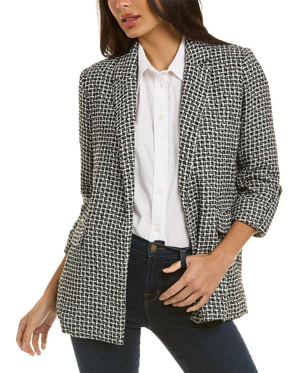 Laundry by Shelli Segal Boucle Blazer in Gray Lyst