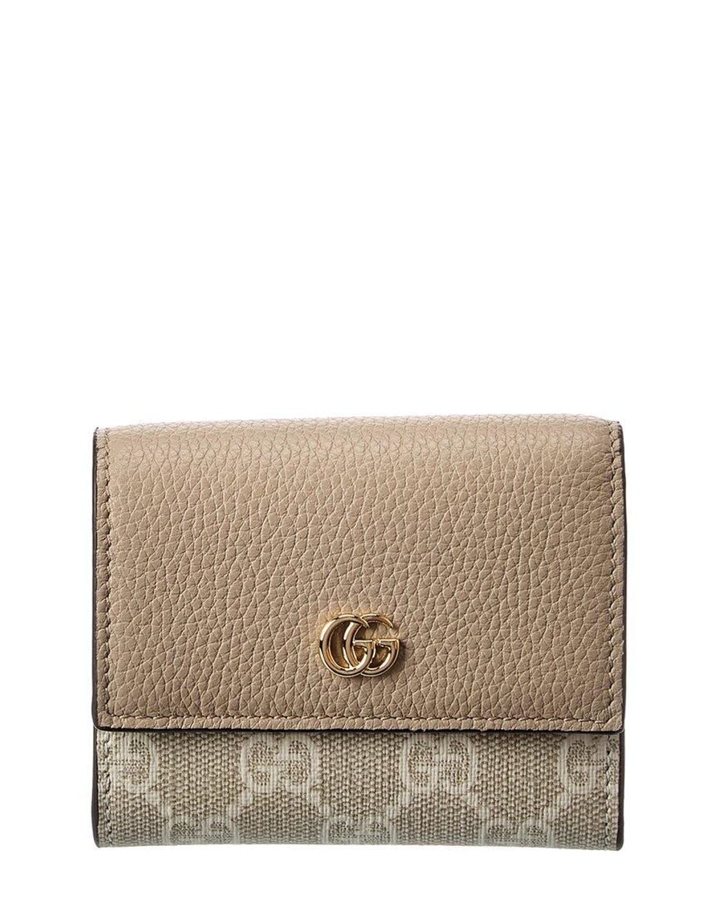 Gucci Natural Gg Marmont Gg Supreme Canvas & Leather Card Holder