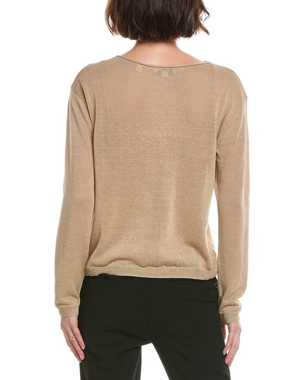 Vince Natural Dropped Shoulder Boat Neck Top