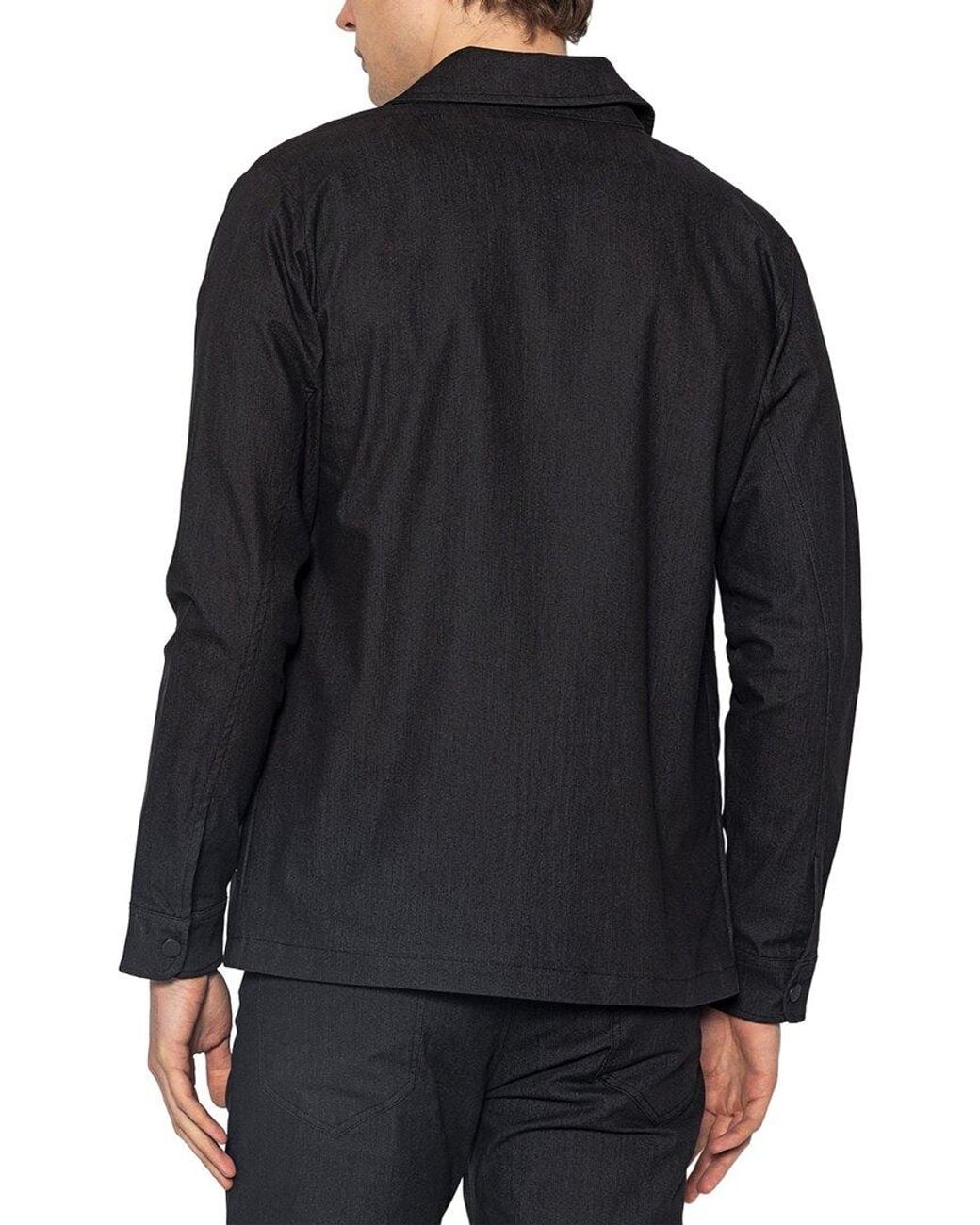 Ron Tomson Black Snap Button Shirt Jacket for men