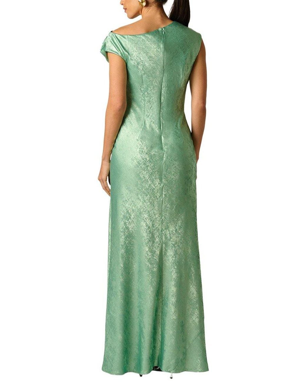 Adrianna Papell Green Foiled Chiffon Long Dress