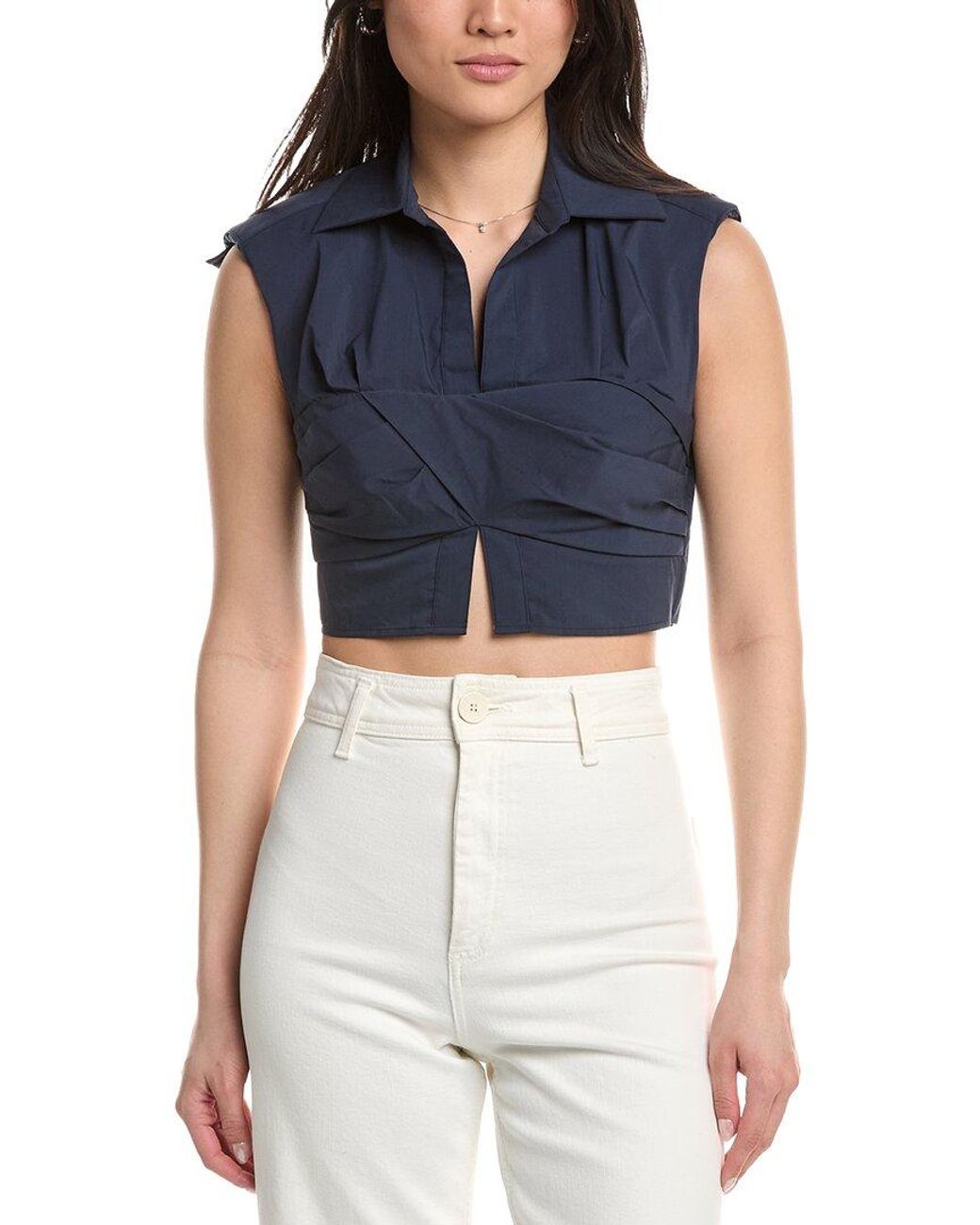 Jonathan Simkhai Blue Emie Cropped Top