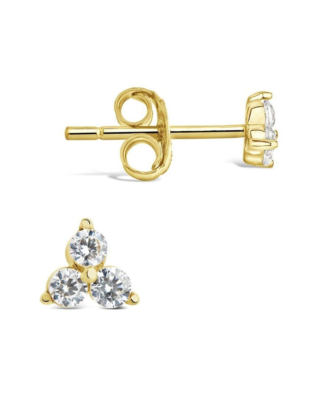 Sterling Forever Metallic 14k Over Silver Cz Pyramid Studs