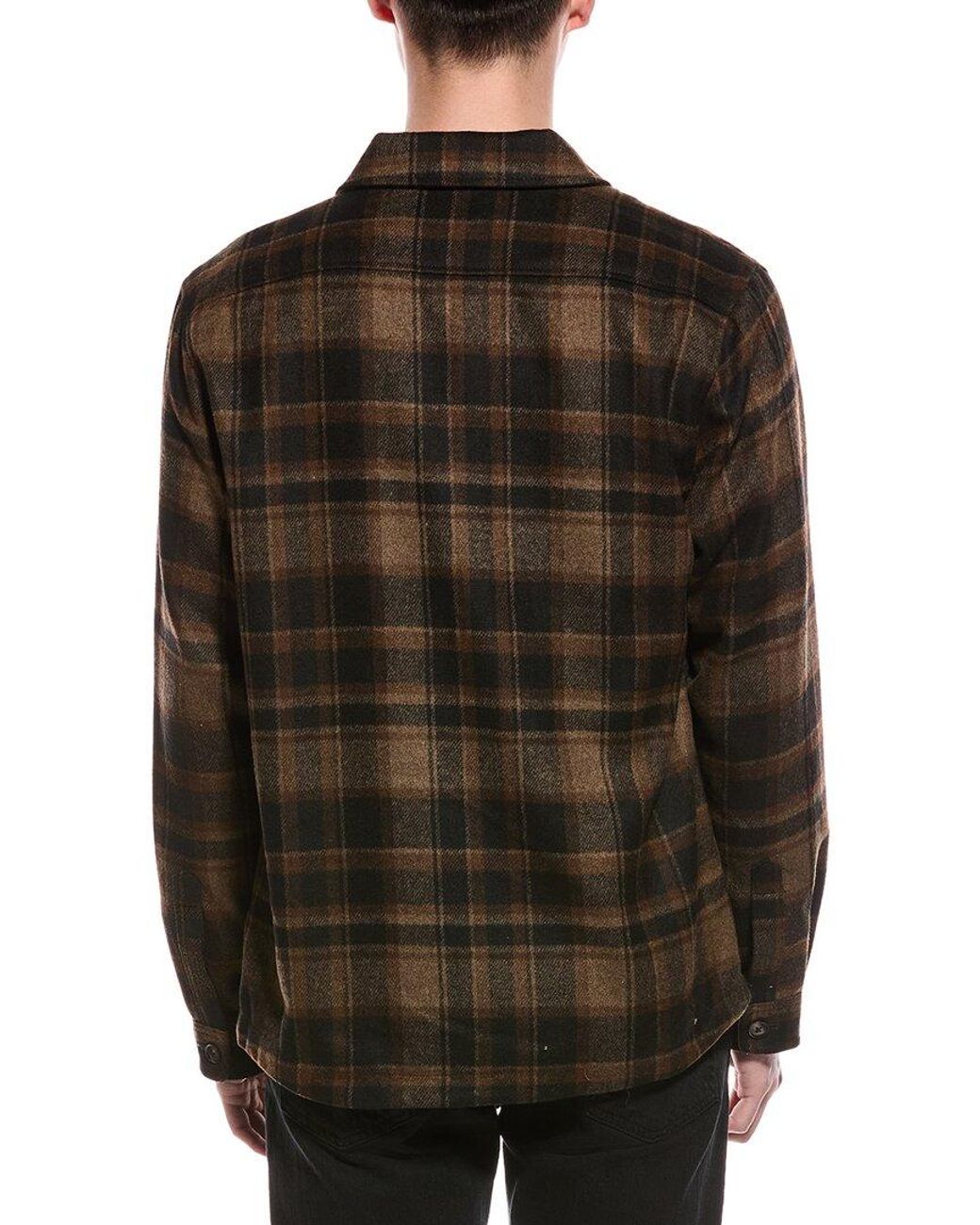 Slate & Stone Brown Plaid Wool-Blend Shirt Jacket for men