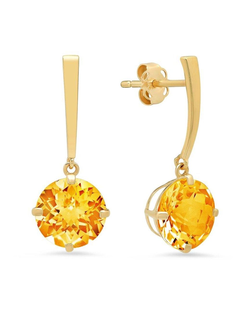 MaxColor Metallic 14k 2.90 Ct. Tw. Citrine Drop Earrings