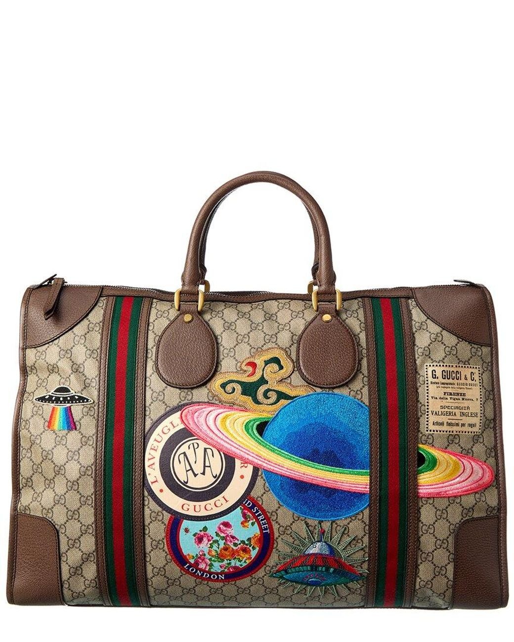 Gucci GG Supreme Canvas & Leather Duffel Bag in Brown Lyst