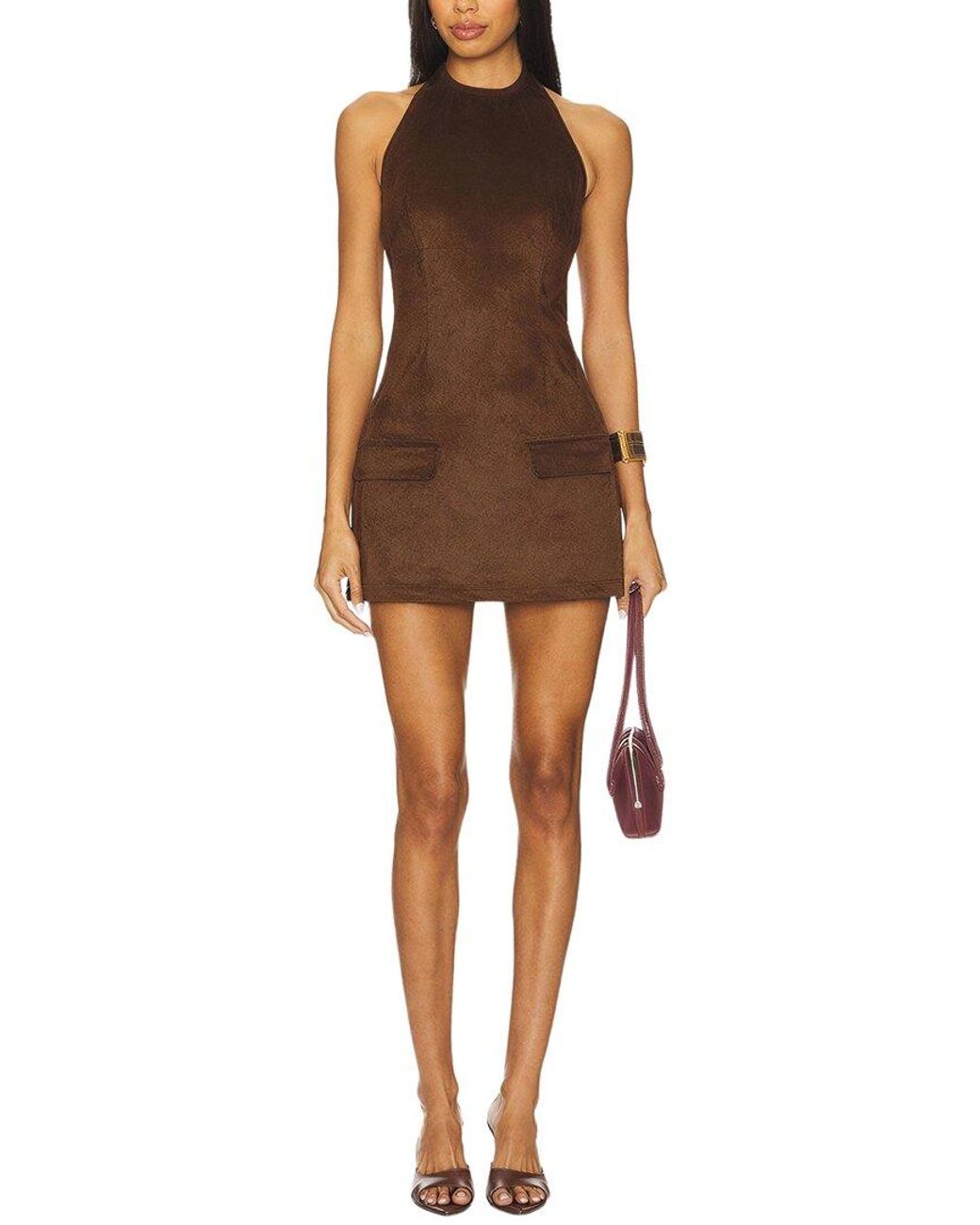 Alma King Brown Solid Mini Dress