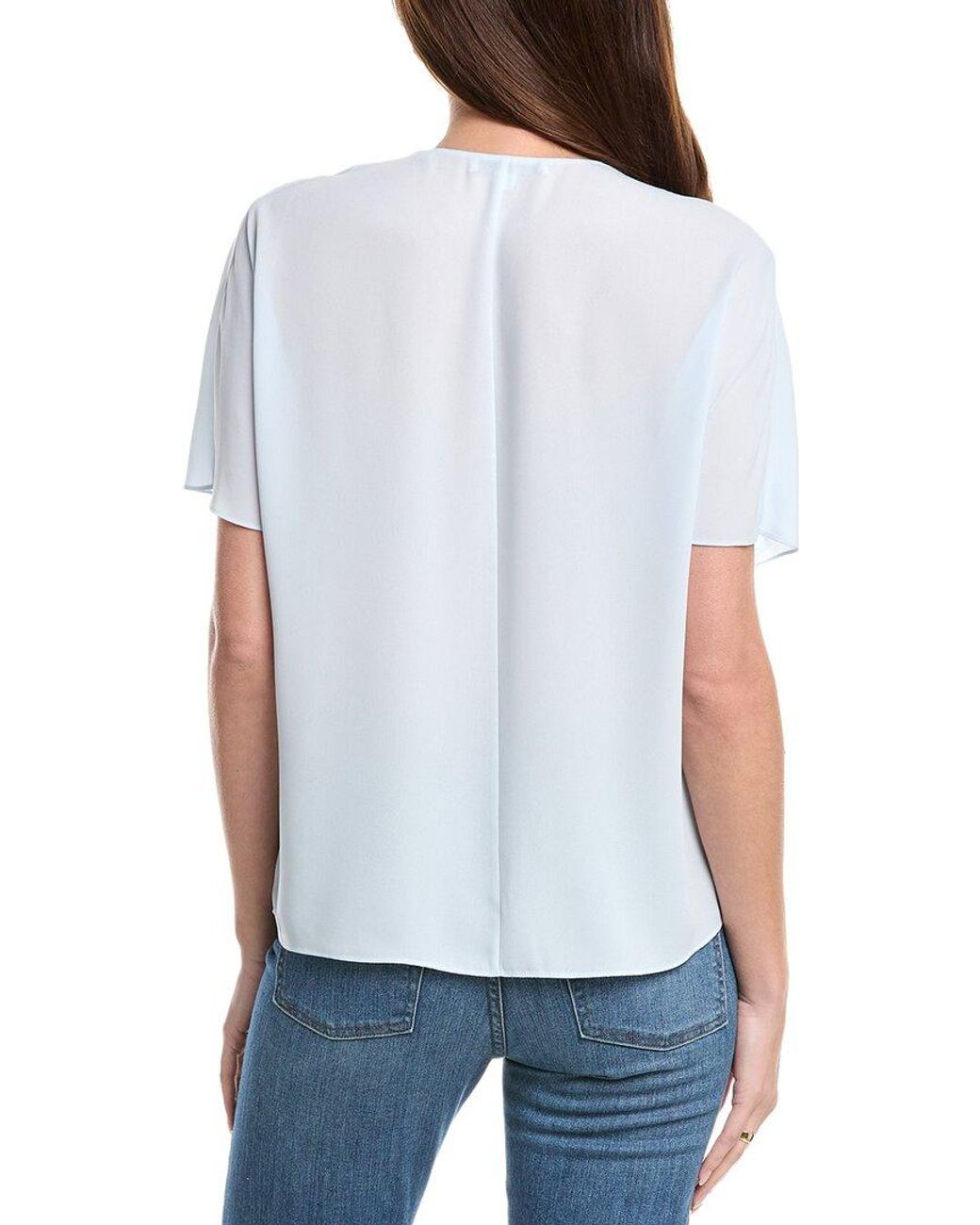 Vince White Crepe V-Neck Blouse