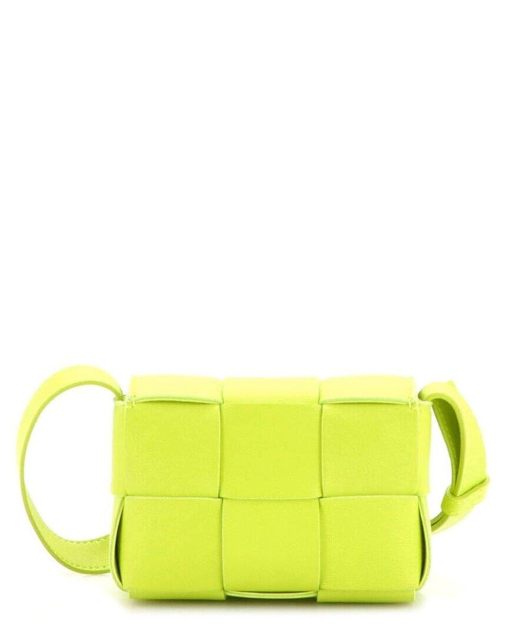 Bottega Veneta Yellow Maxi Intrecciato Leather Cassette Crossbody Candy (Authentic Pre-Loved)