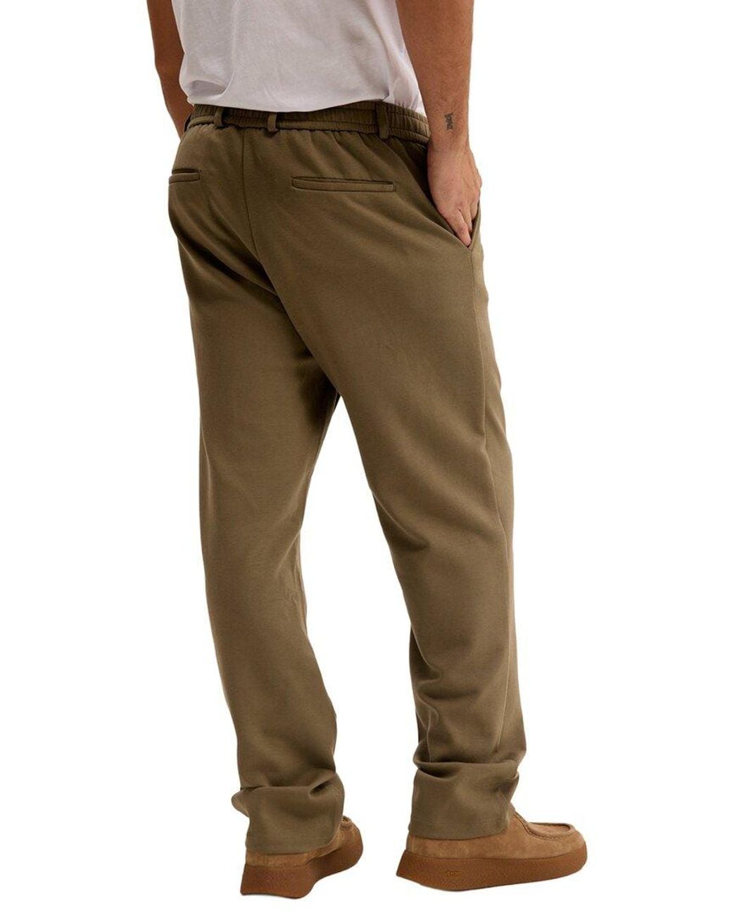 Ron Tomson Green Relaxed Drawstring Casual Pant for men