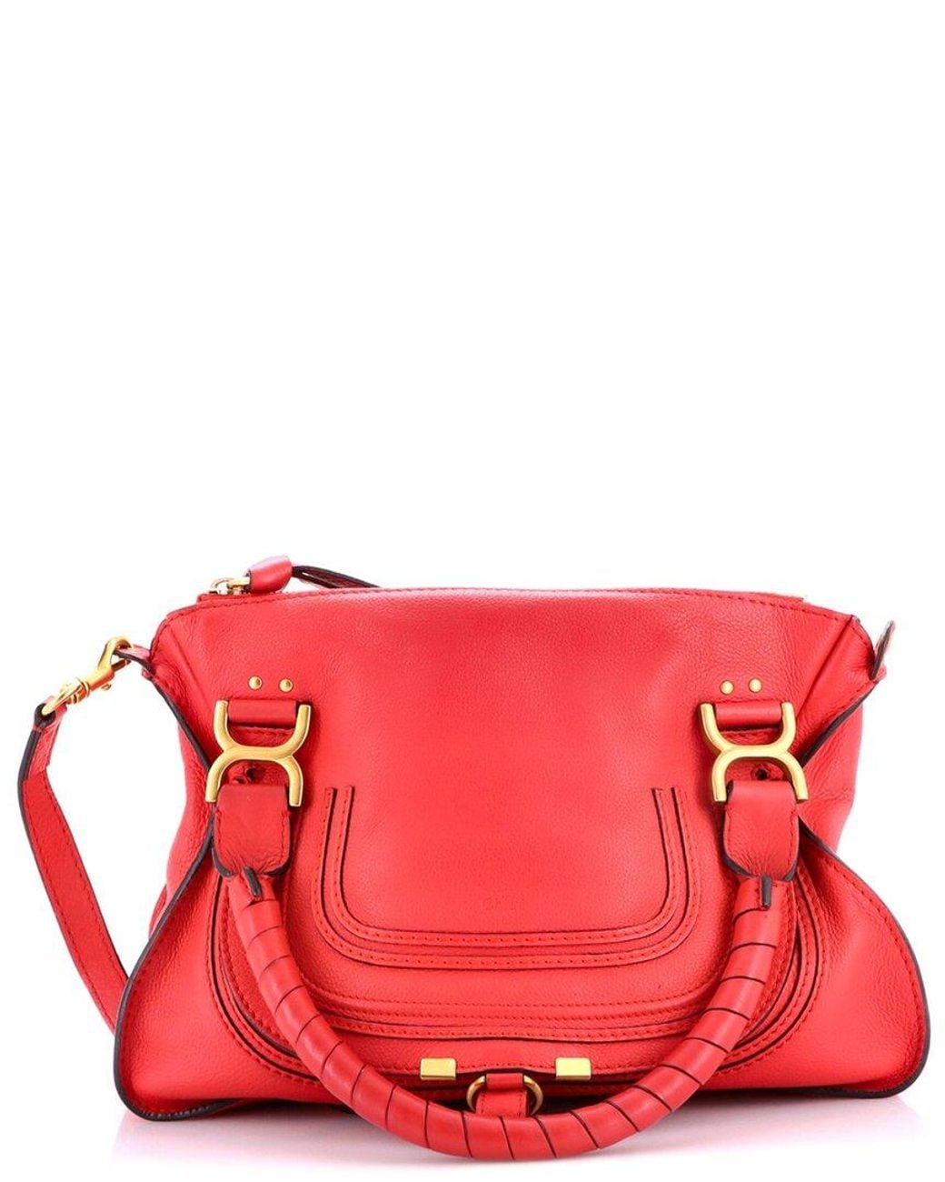 Chloé Red Leather Marcie Satchel Medium (Authentic Pre-Loved)