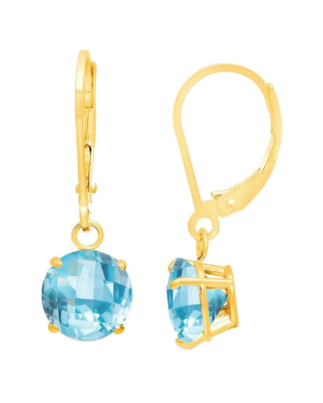 MaxColor 10k 4.00 Ct. Tw. Blue Topaz Dangle Earrings