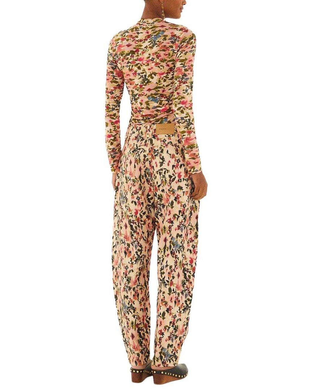 Farm Rio Metallic Tiny Flowers Canvas Ballon Pant