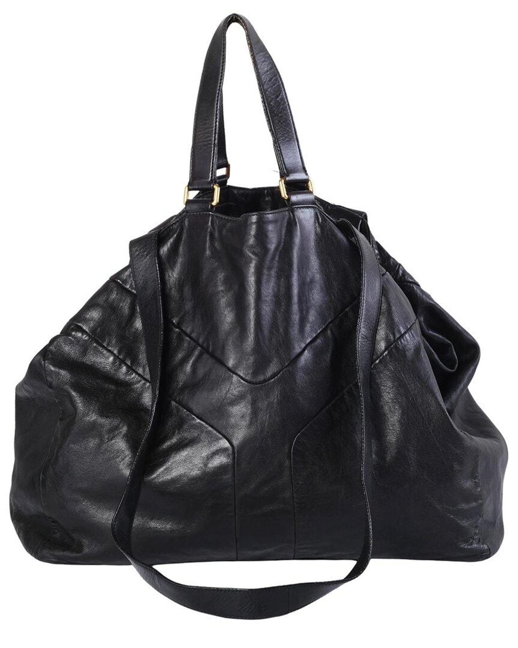 Saint Laurent Black Leather Rive Gauche Oversized Tote (Authentic Pre-Loved)