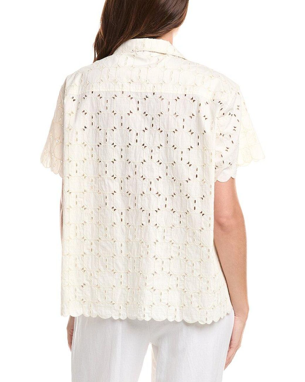 Moncler White Eyelet Shirt