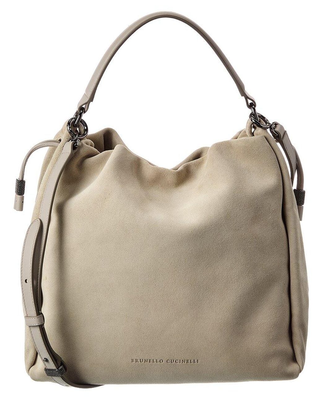 Brunello Cucinelli Gray Suede Bucket Bag