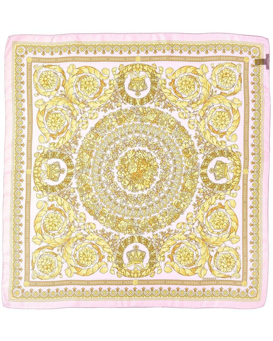 Versace Metallic Barocco Print Silk Scarf