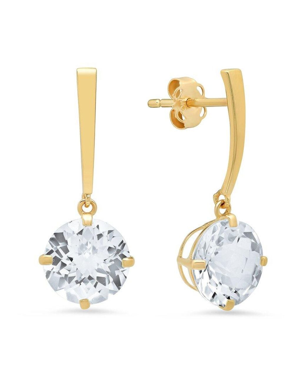 MaxColor Metallic 14k 3.50 Ct. Tw. White Topaz Drop Earrings