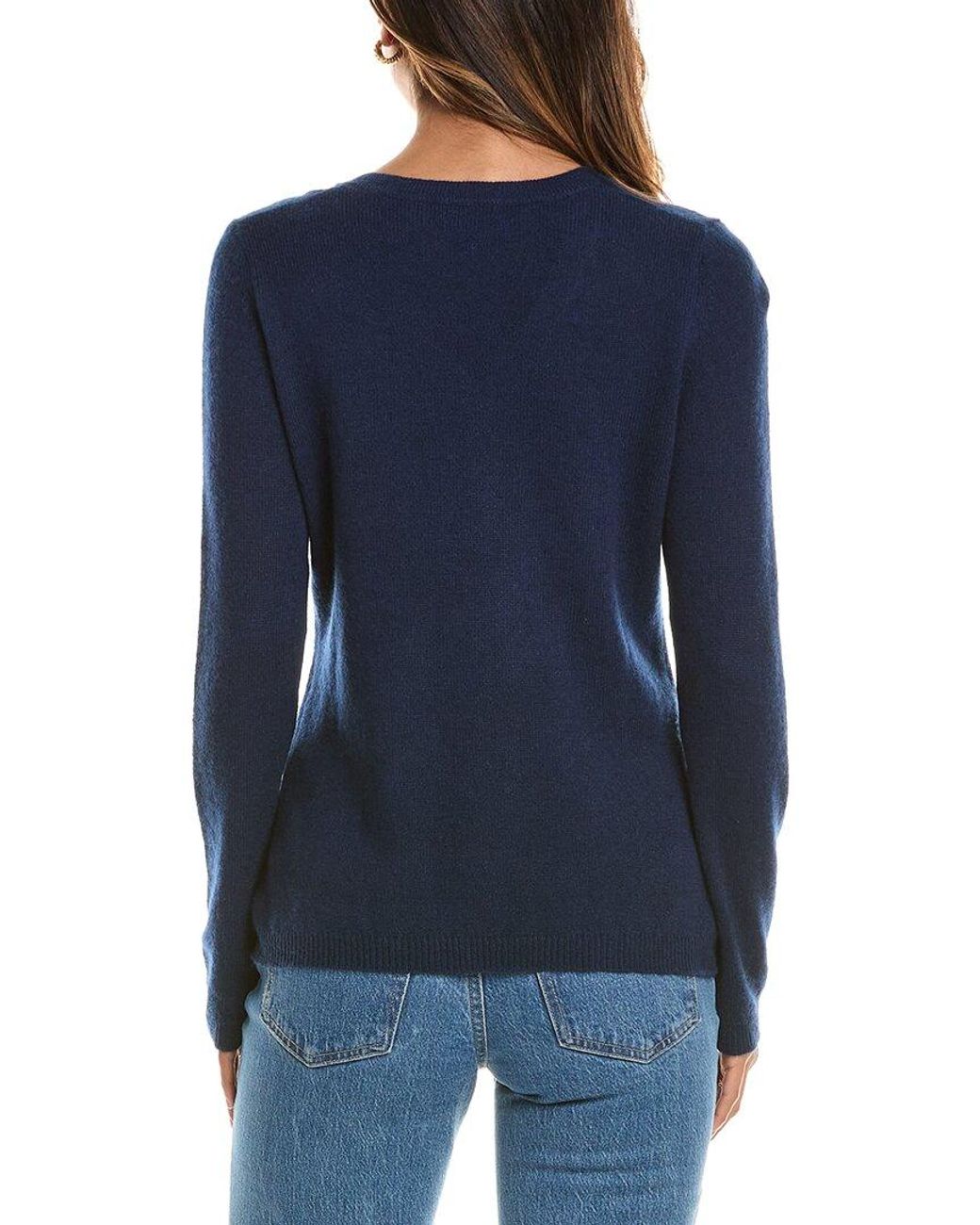 Forte Blue Basic V-Neck 100% Cashmere Pullover