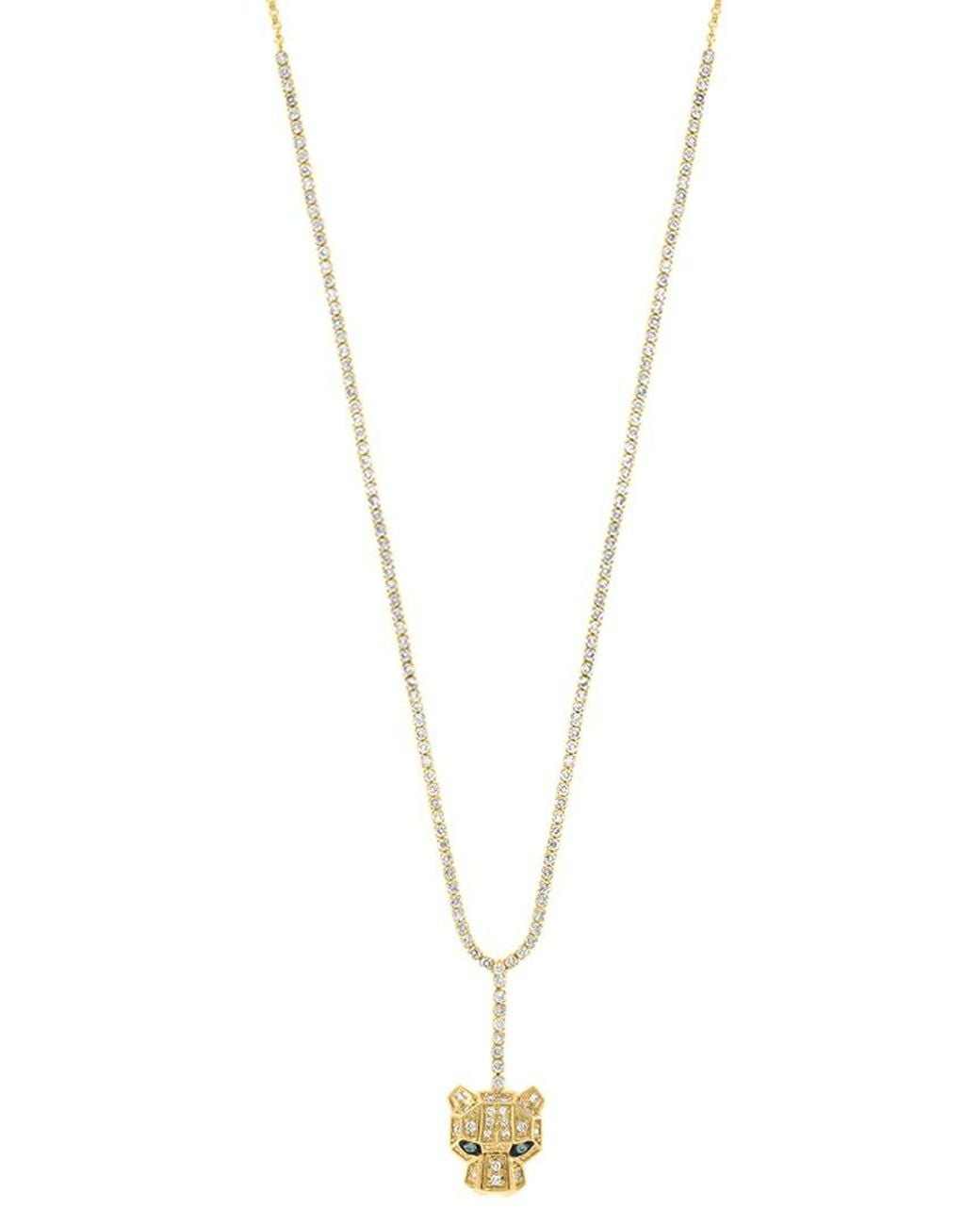 Effy Fine Jewelry Metallic 14k 1.56 Ct. Tw. Diamond & Emerald Necklace