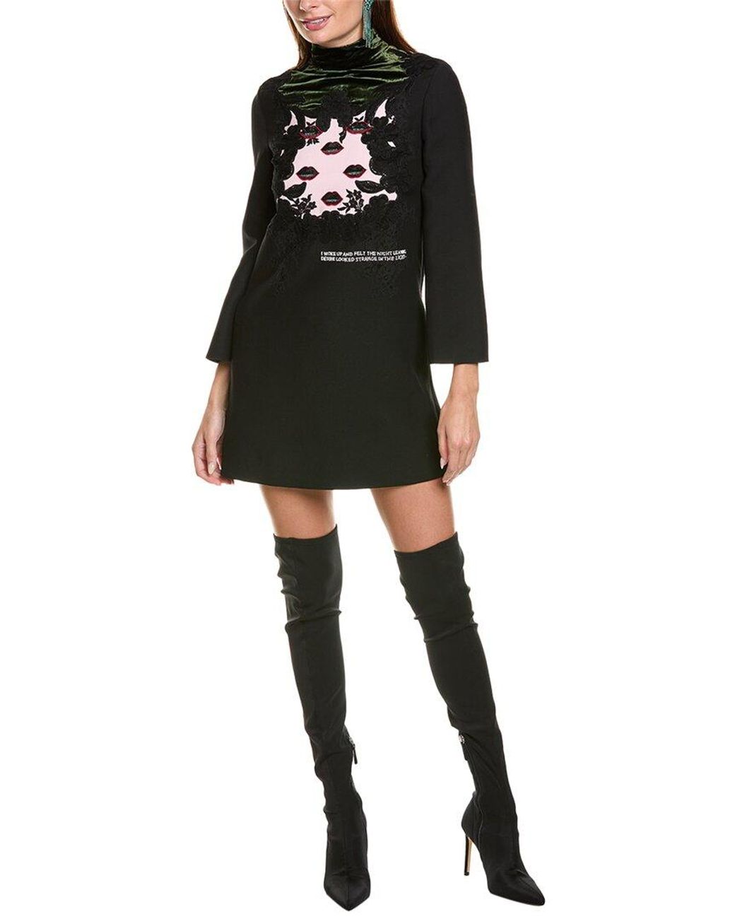 Valentino Black Wool & Silk-blend Shift Dress