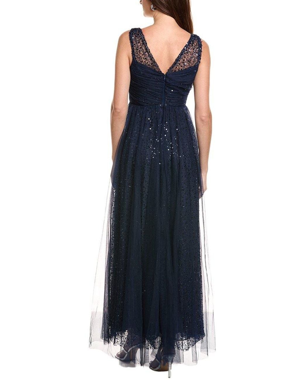 THEIA Blue Kiana Beaded Gown