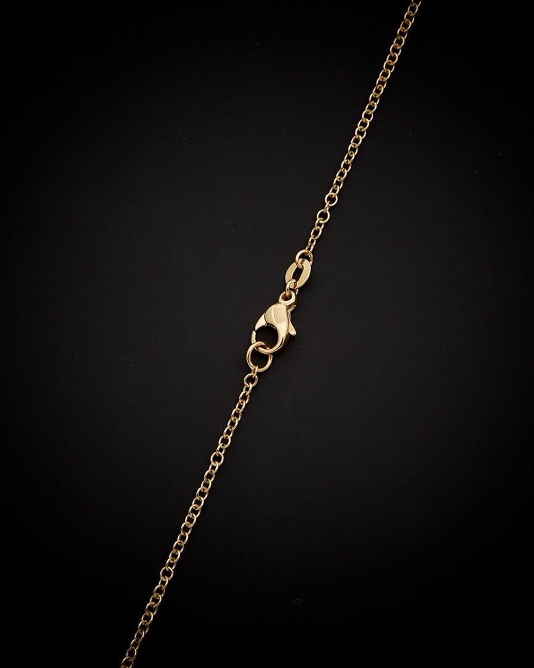 Italian Gold Black 14k Polished Satin Link Station Necklace