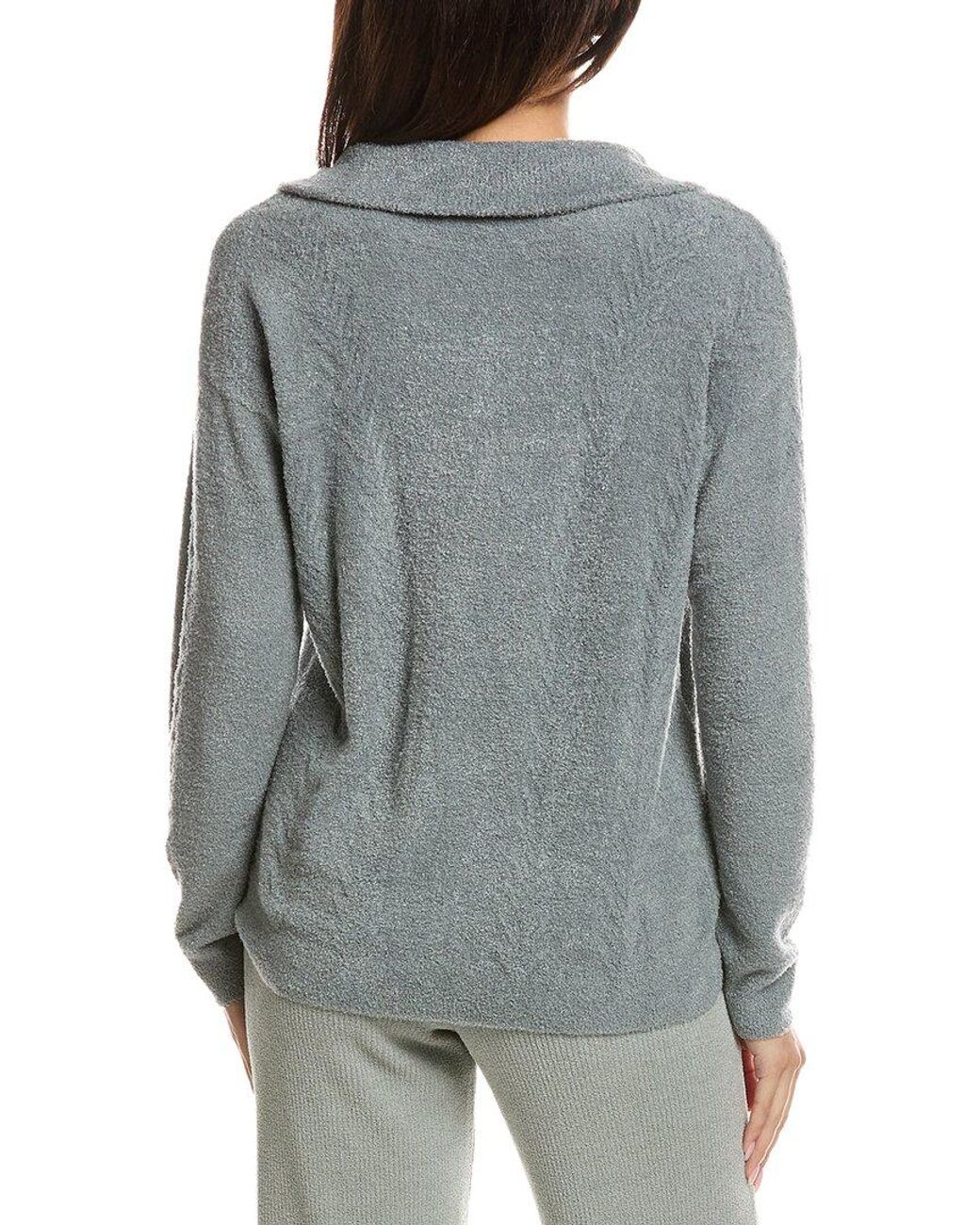 Barefoot Dreams Gray Cozychic Lite Cable 1/2-zip Pullover