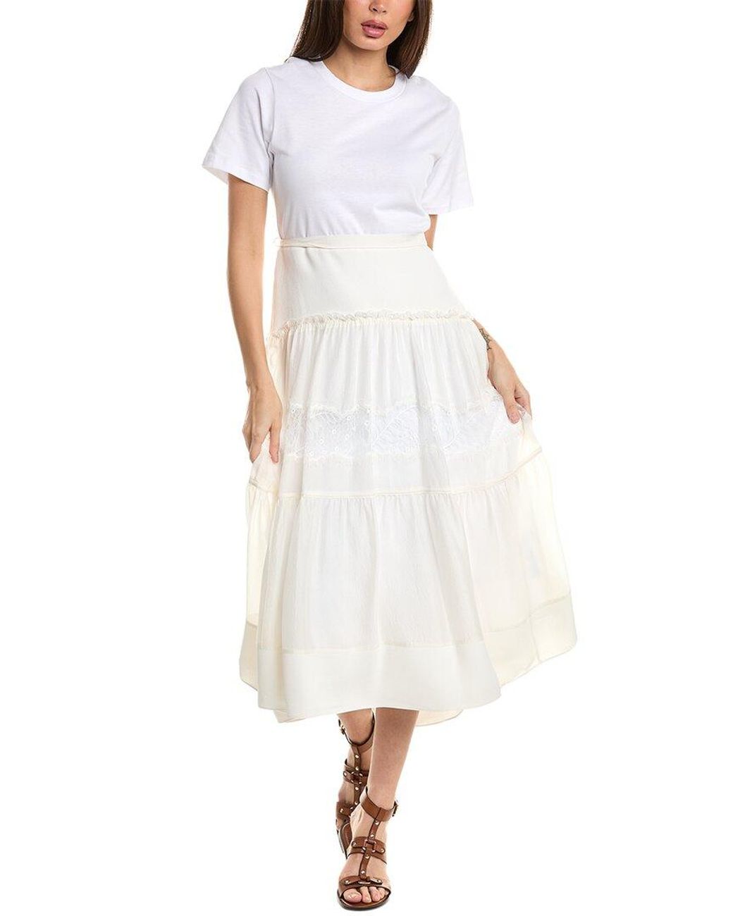 3.1 Phillip Lim White Silk-Blend T-Shirt Dress