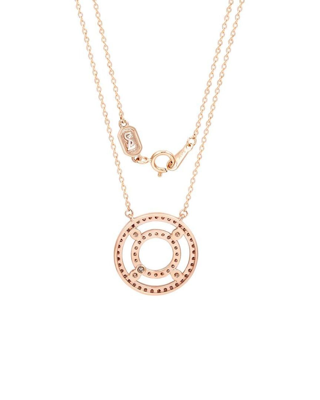 Suzy Levian White 14k Rose Gold 0.75 Ct. Tw. Diamond Double Circle Necklace