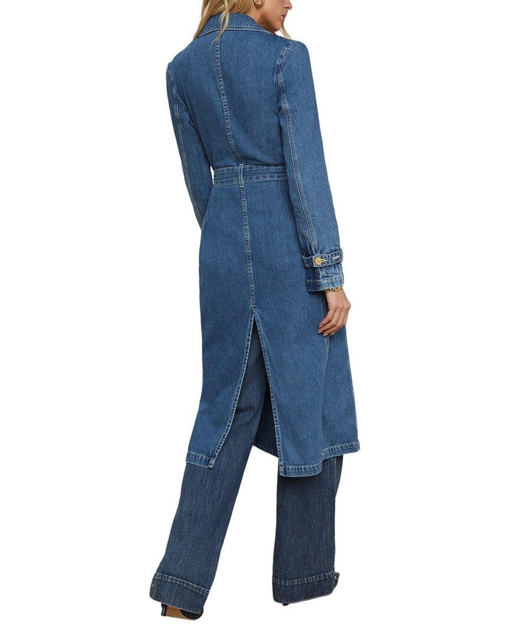 L'Agence Blue Bradley Denim Trench Coat