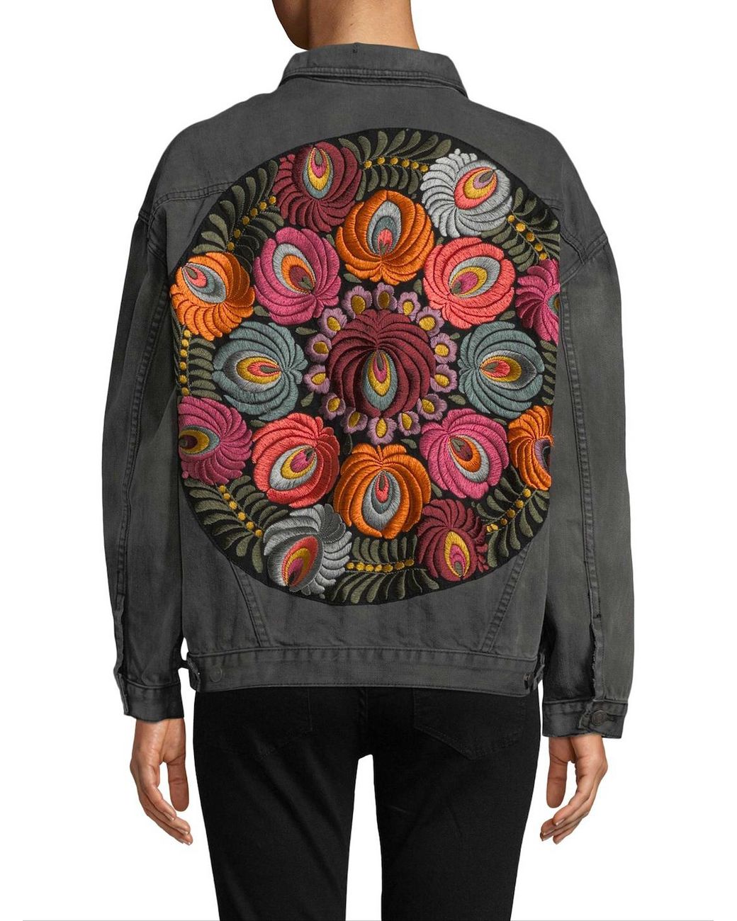 Oversized Embroidered Denim Jacket 