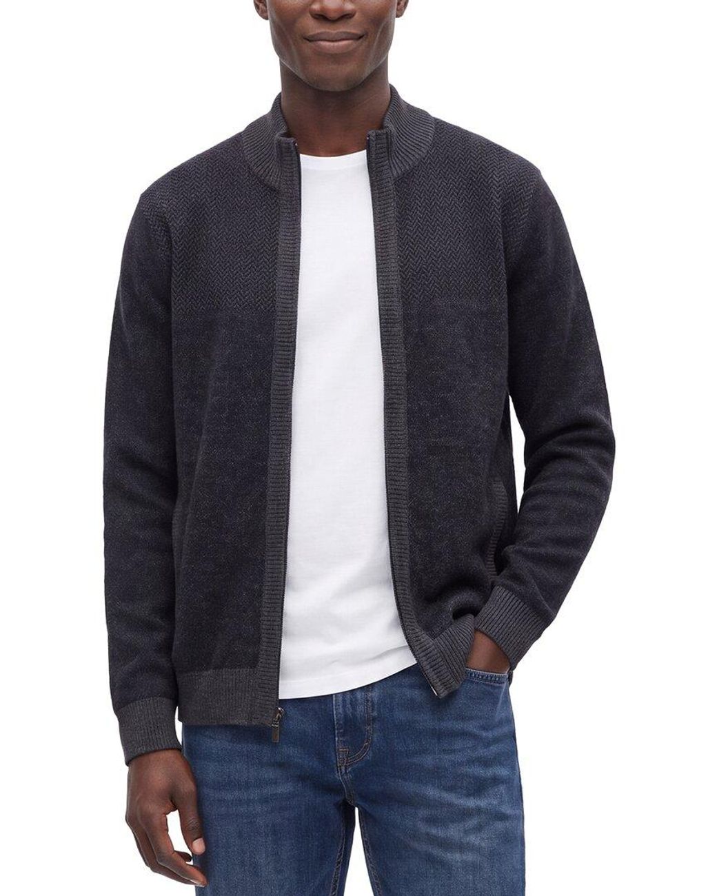 Raffi Blue Mock Neck Zip Wool & Cashmere-blend Jacket for men