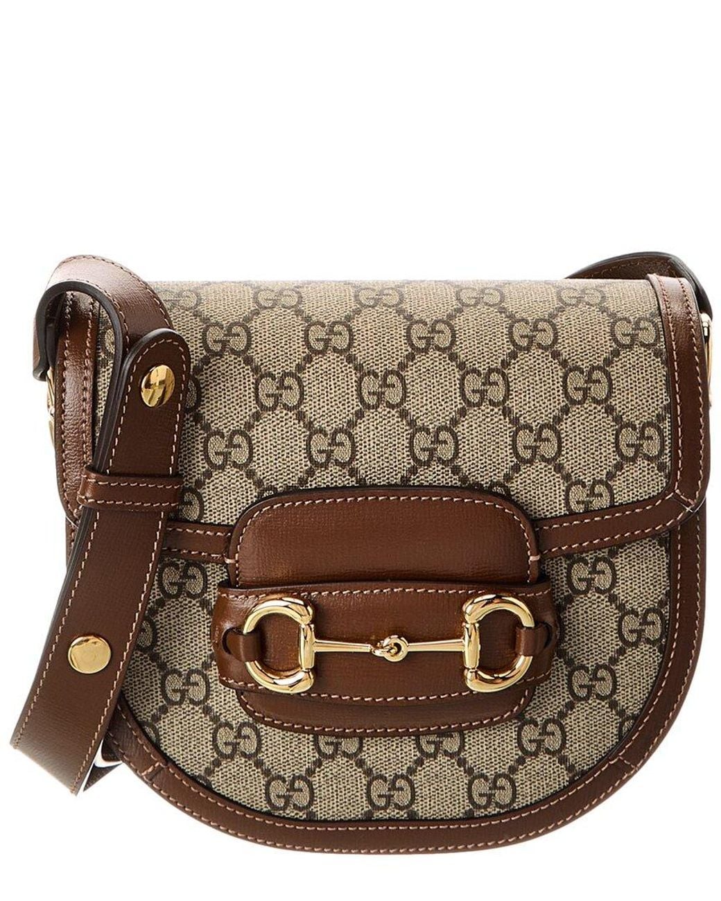 Gucci Brown Blondie Horsebit Mini Gg Supreme Canvas & Leather Shoulder Bag