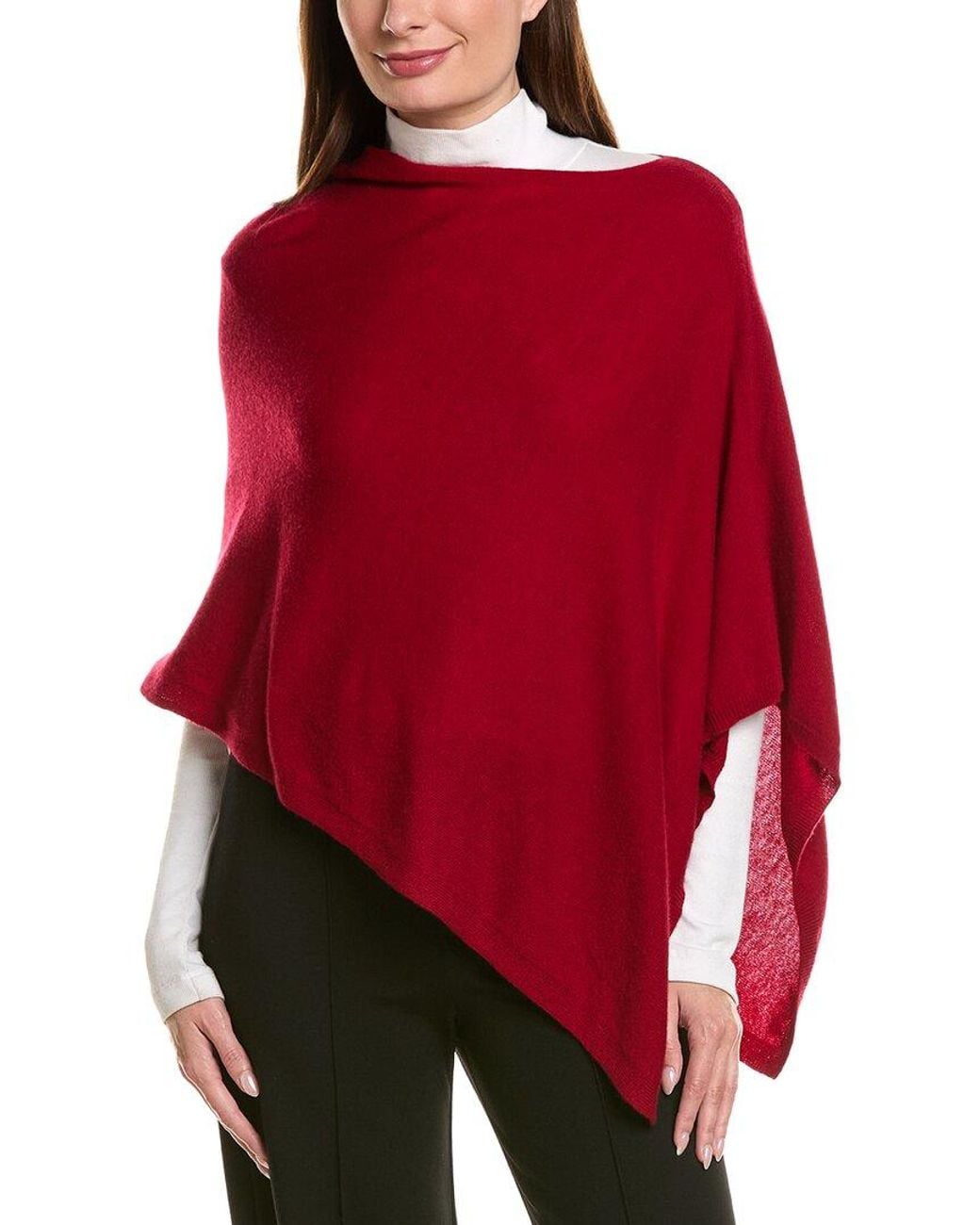 Sofiacashmere Red Sofiacashmere Jersey Wool & Cashmere-Blend Solid Poncho