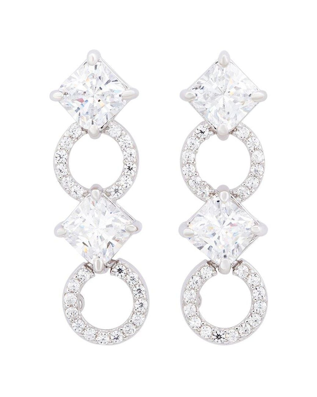 Suzy Levian CZ Jewelry White Suzy Levian Silver Cz Circle Dangle Earring