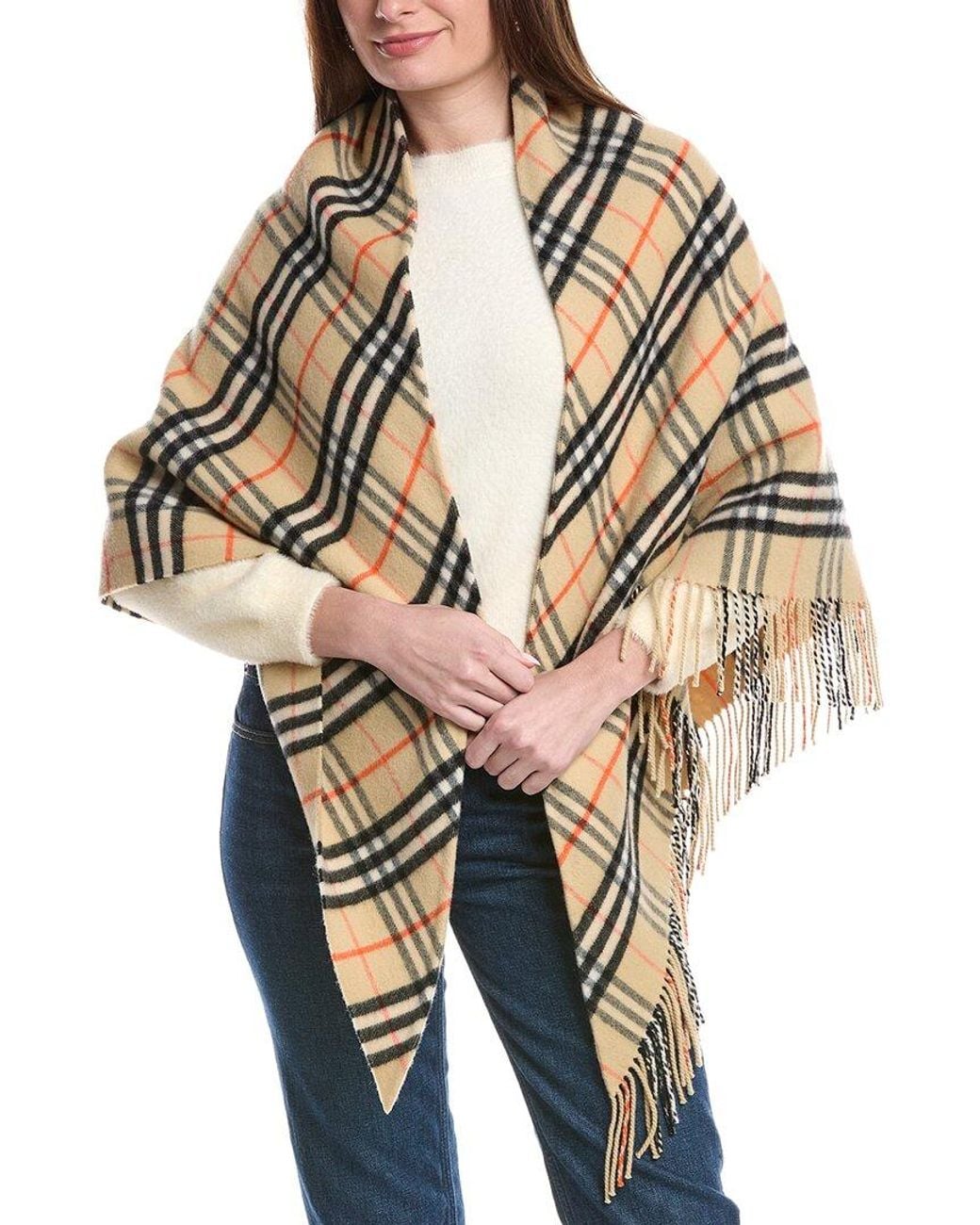 Burberry Natural Check Wool & Cashmere-Blend Cape