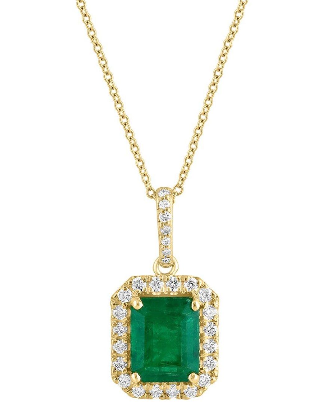 Effy Fine Jewelry Metallic 14K 3.40 Ct. Tw. Diamond & Emerald Necklace