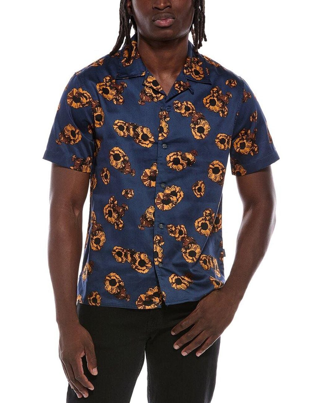 John Varvatos Blue Danny Camp Shirt for men