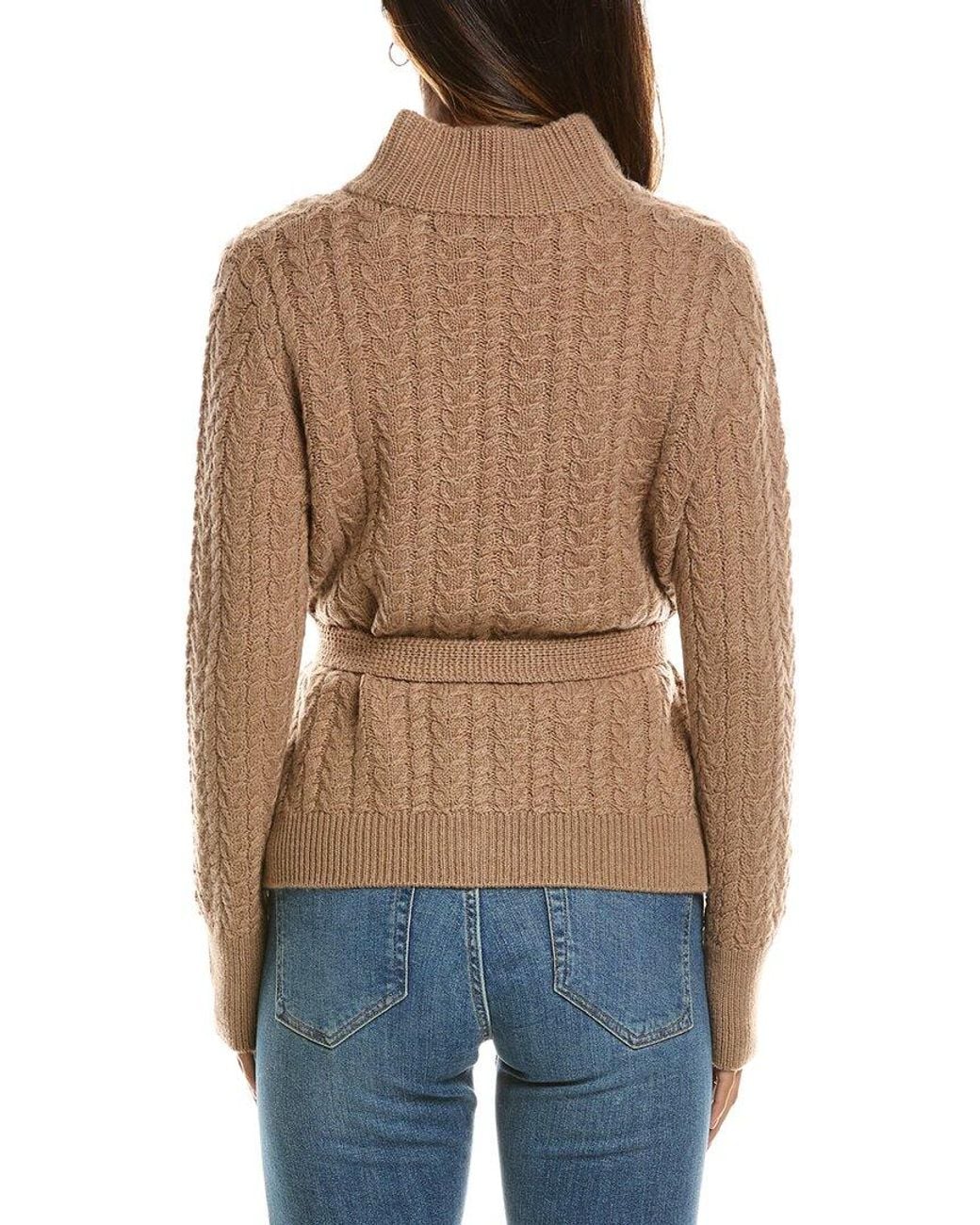 Forte Brown Military Cable Wool & Cashmere-Blend Cardigan