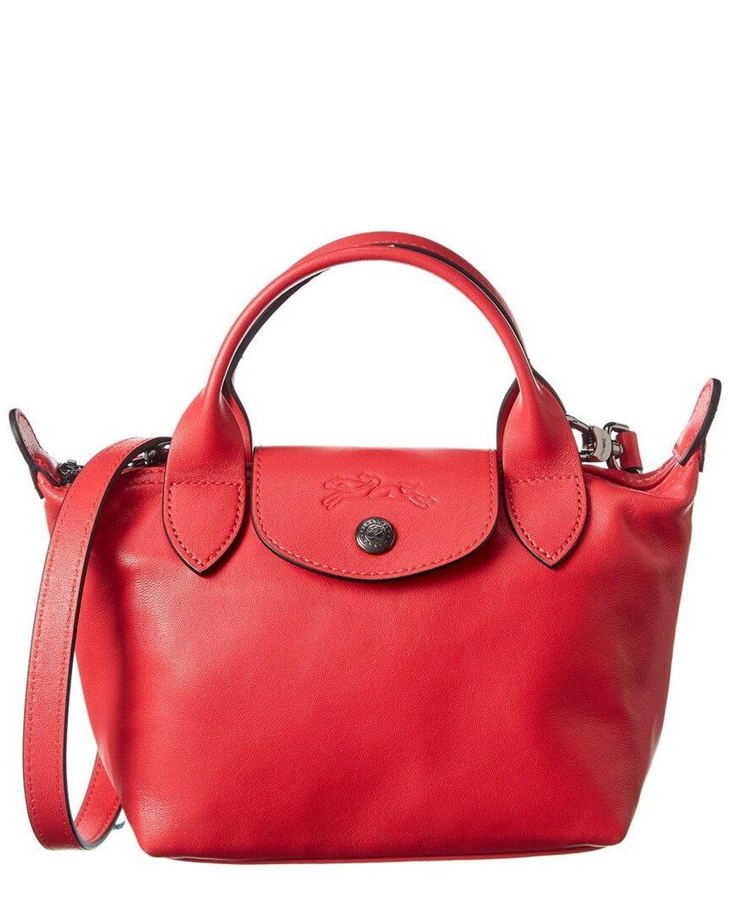 Longchamp Le Pliage Cuir Xs Leather Short Handle Tote in Red Lyst