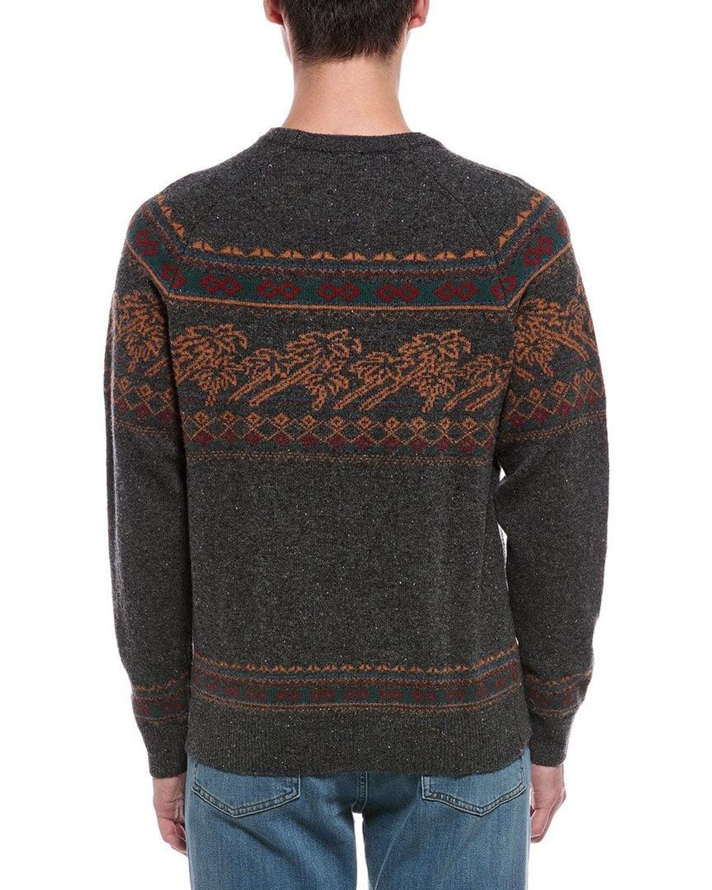 Faherty Brand Gray Donegal Wool Crewneck Sweater for men